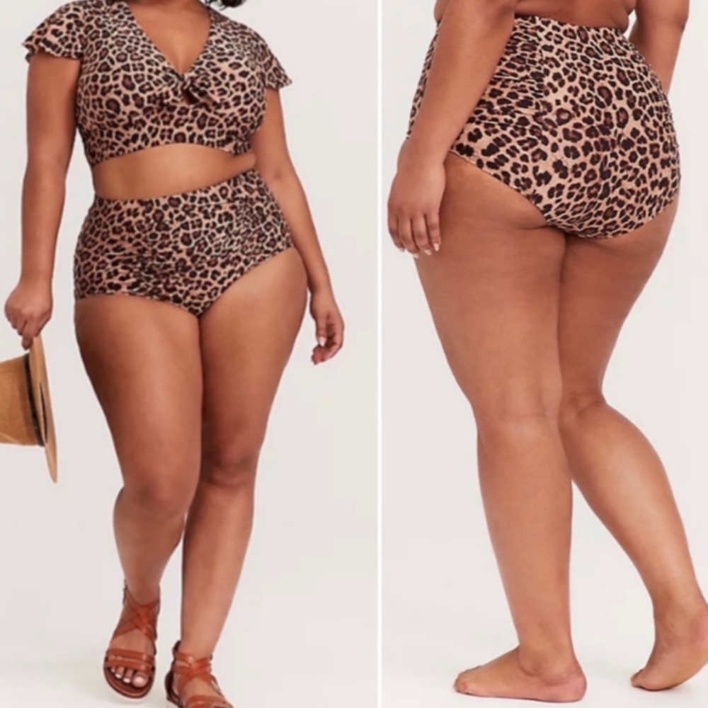 High Bottom Leopard Ruched Bikini ⛓️🪞